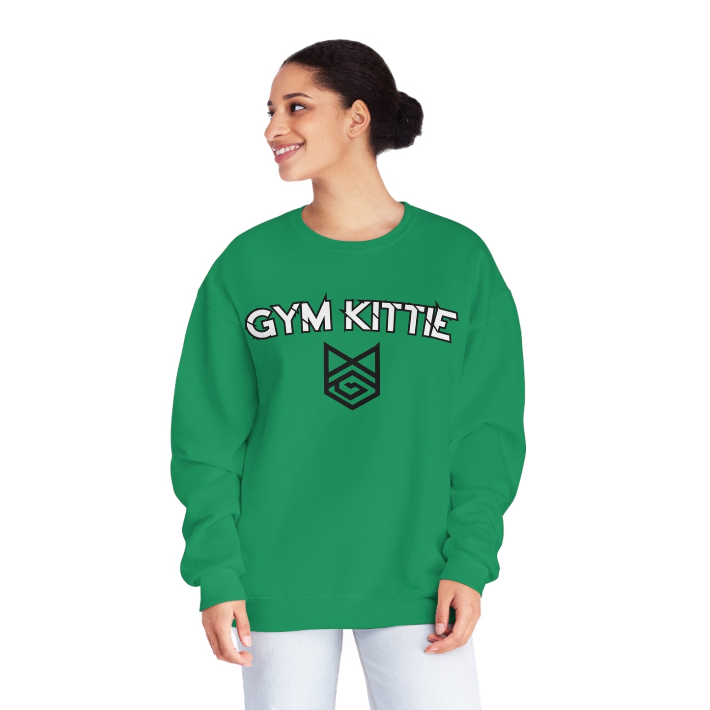 Gym Kittie Unisex Crewneck Sweatshirt with logo on back