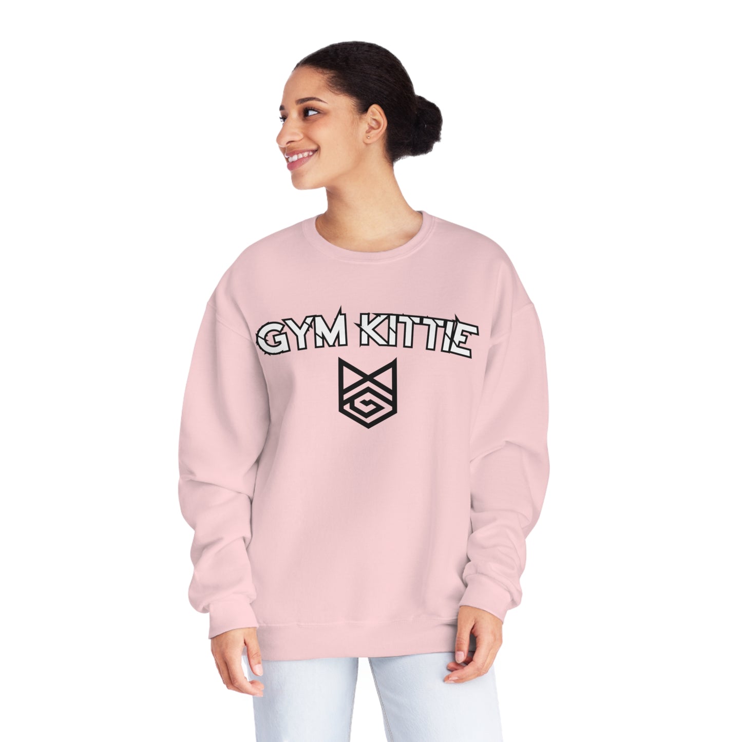 Gym Kittie Unisex Crewneck Sweatshirt with logo on back