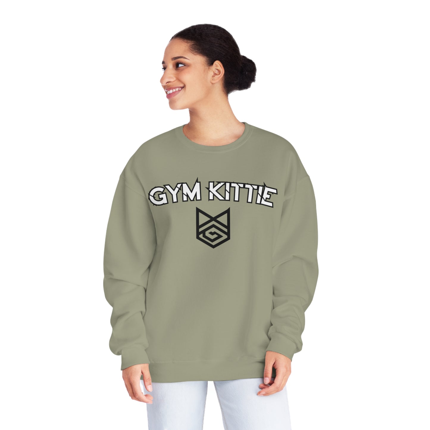 Gym Kittie Unisex Crewneck Sweatshirt with logo on back