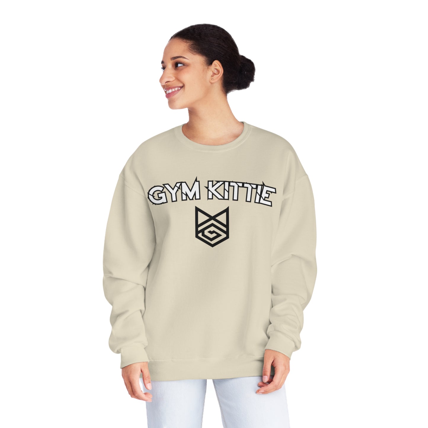 Gym Kittie Unisex Crewneck Sweatshirt with logo on back