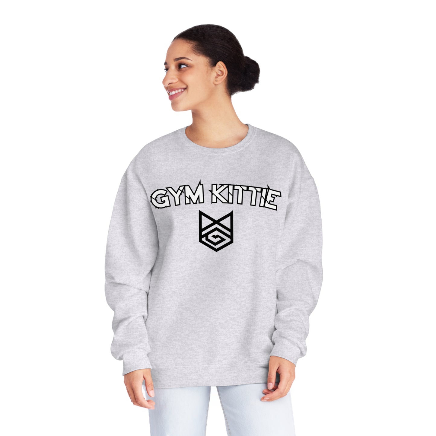 Gym Kittie Unisex Crewneck Sweatshirt with logo on back