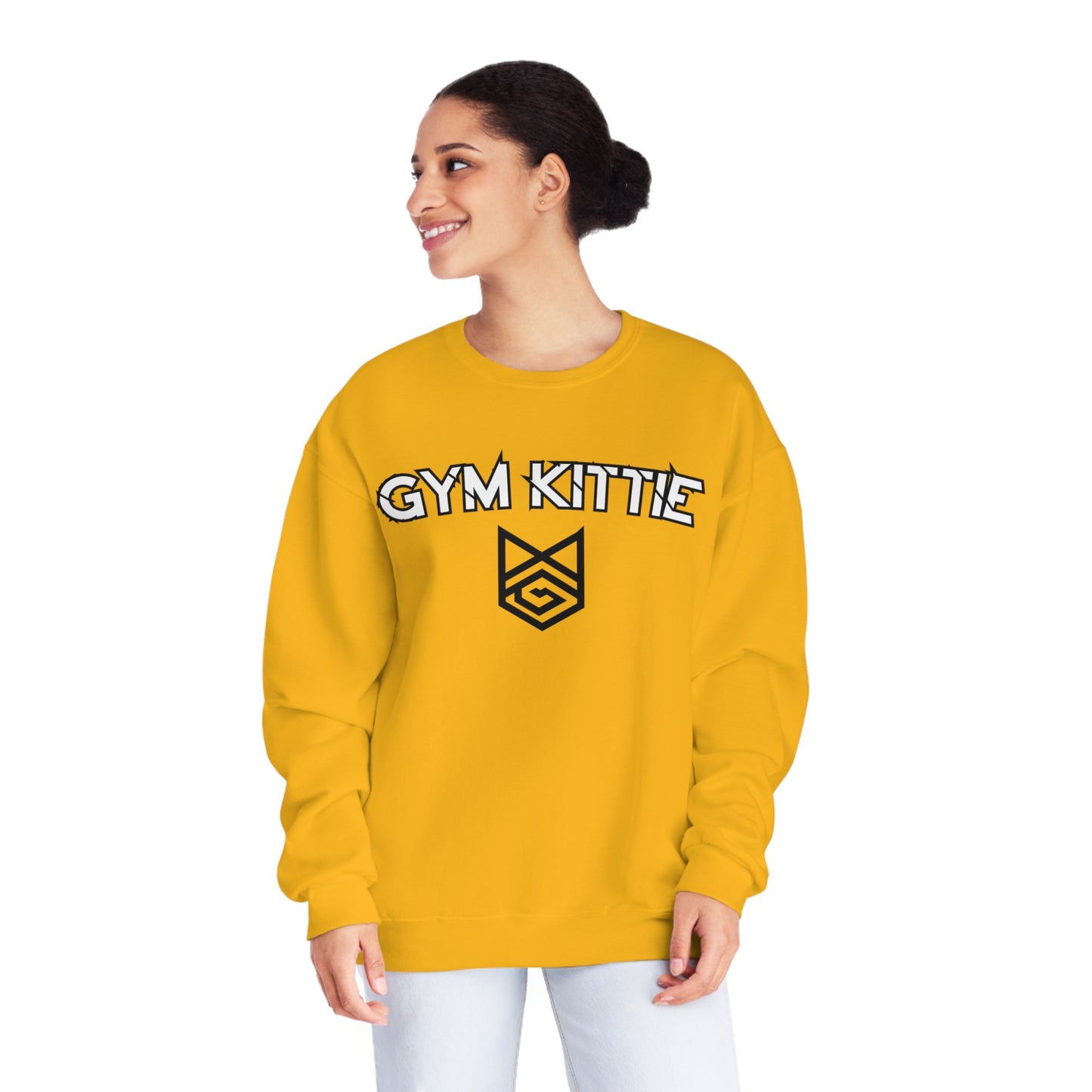 Gym Kittie Unisex Crewneck Sweatshirt with logo on back