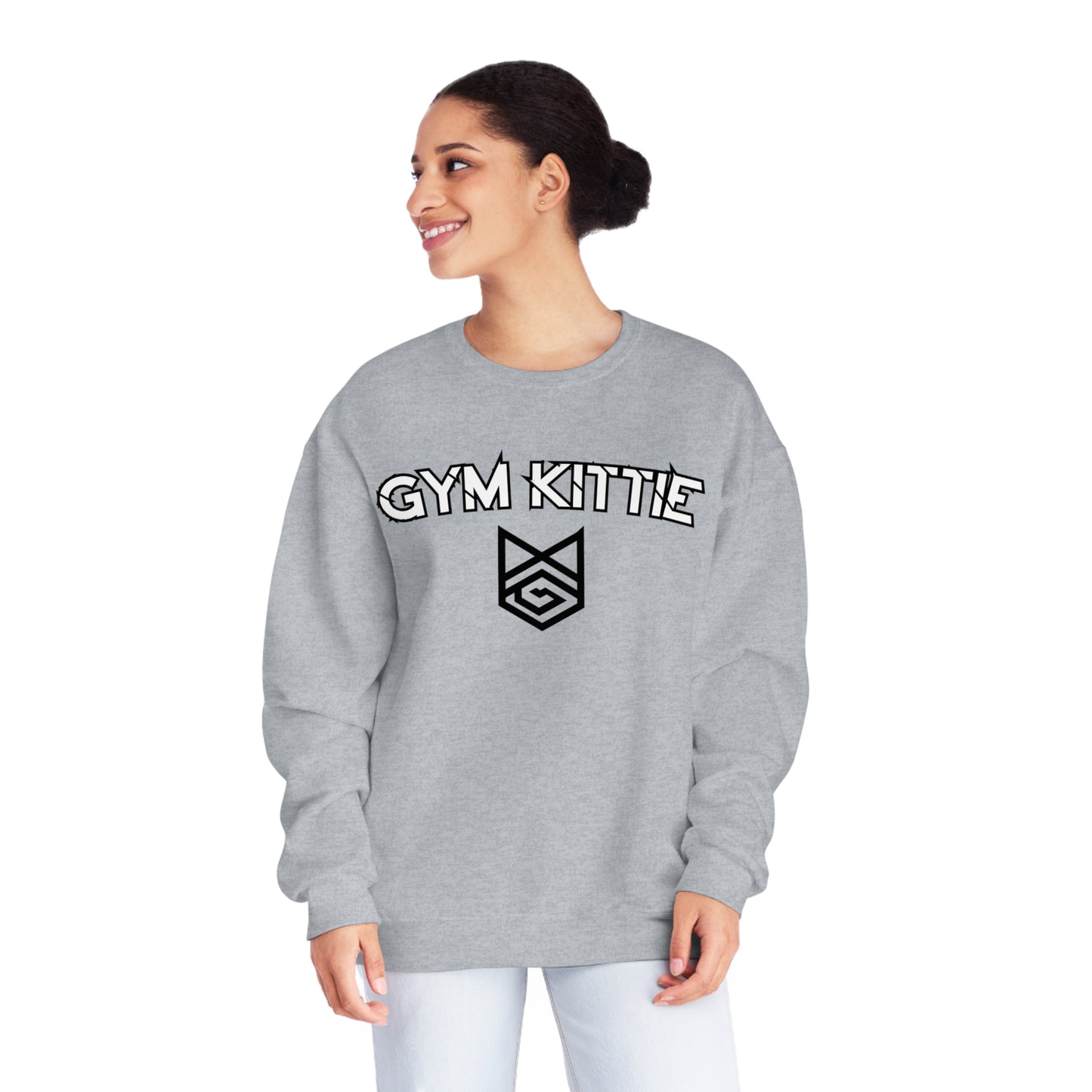 Gym Kittie Unisex Crewneck Sweatshirt with logo on back