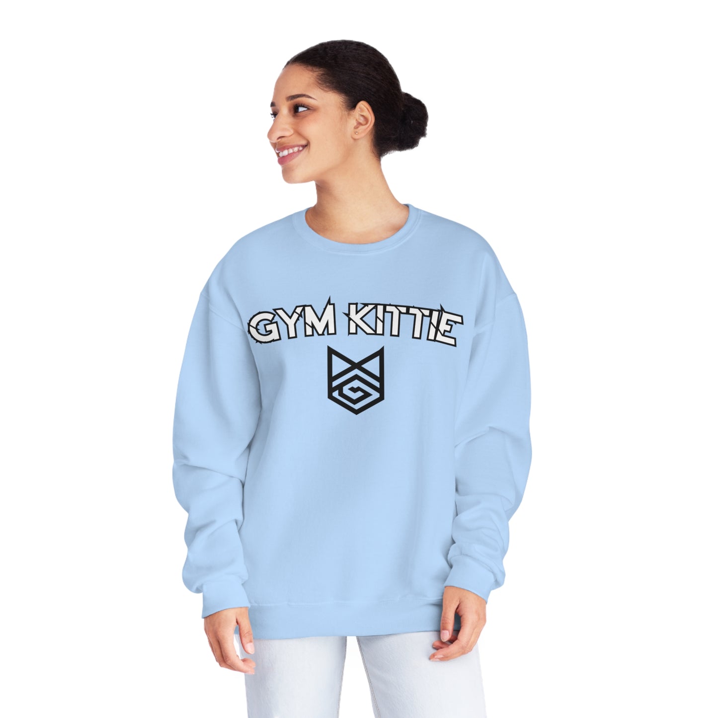 Gym Kittie Unisex Crewneck Sweatshirt with logo on back